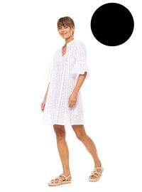 Γυναικείο Beachdress Pink Label -  Φόρεμα με κοφτό κέντημα - Μαύρο- Regular Fit - Cotton