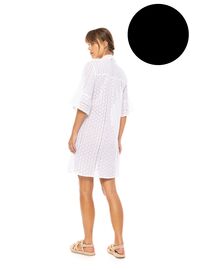 Γυναικείο Beachdress Pink Label -  Φόρεμα με κοφτό κέντημα - Μαύρο- Regular Fit - Cotton