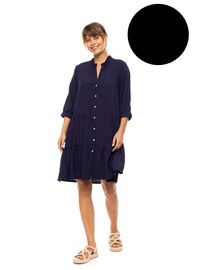 Γυναικείο Beachdress Pink Label -  Φόρεμα Σμιζιέ - ΜΑΥΡΟ - Regular Fit - Viscose