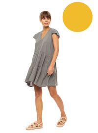 Γυναικείο Beachdress Pink Label -  Φόρεμα - Yellow - Regular Fit - Viscose