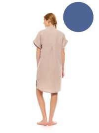 Γυναικείο Νυχτικό Pink Label -  Cosmos Blue - Σεμιζιέ - Κοντό Μανίκι - Cotton