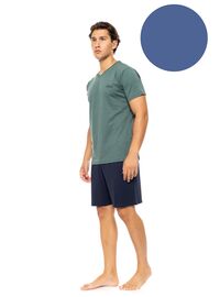 Ανδρική Καλοκαιρινή Πυτζάμα Ulisse - Cosmos Blue V-NECK - Κοντό μανίκι - Cotton