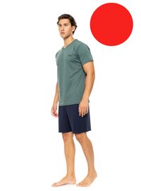 Ανδρική Καλοκαιρινή Πυτζάμα Ulisse - Κόκκινη V-NECK - Κοντό μανίκι - Cotton
