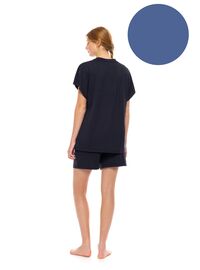 Γυναικεία πυτζάμα Pink Label Cosmos Blue  - Σορτσάκι - Κοντομάνικη - Regular Fit - Bamboo