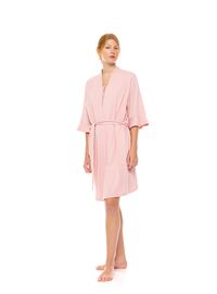 Γυναικεία Ρόμπα Pink Label - Σταυρωτή Baby Pink - Μανίκι 3/4 - Cotton