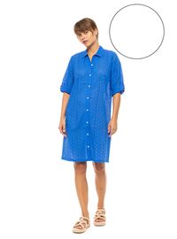 Γυναικείο Beachdress Pink Label -  Φόρεμα Σεμιζιέ - Κοφτό κέντημα - ΛΕΥΚΟ - Regular Fit - Cotton