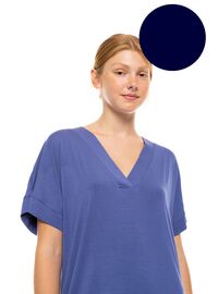 Γυναικείο Νυχτικό Pink Label -  Yacht Blue - Κοντό Μανίκι - Bamboo