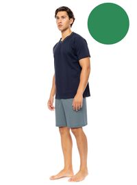 Ανδρική Καλοκαιρινή Πυτζάμα Ulisse - Sea Green - V-NECK - Κοντό μανίκι - Cotton