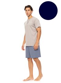 Ανδρική Καλοκαιρινή Πυτζάμα Ulisse - Yacht Blue - Blue Print - Κοντό μανίκι - Cotton
