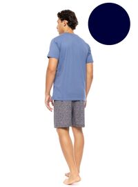 Ανδρική Καλοκαιρινή Πυτζάμα Ulisse - Yacht Blue - Blue Print - Κοντό μανίκι - Cotton