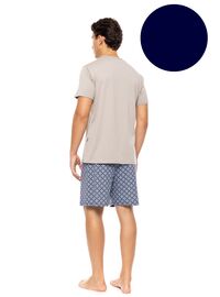 Ανδρική Καλοκαιρινή Πυτζάμα Ulisse - Yacht Blue - V-NECK - Print - Κοντό μανίκι - Cotton