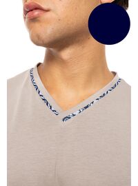 Ανδρική Καλοκαιρινή Πυτζάμα Ulisse - Yacht Blue - V-NECK - Print - Κοντό μανίκι - Cotton