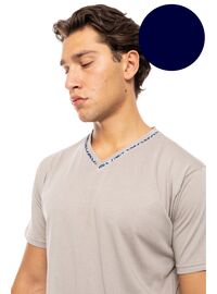 Ανδρική Καλοκαιρινή Πυτζάμα Ulisse - Yacht Blue - V-NECK - Print - Κοντό μανίκι - Cotton