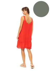 Γυναικείο Beachdress Pink Label -  Φόρεμα - Oil  Green - Regular Fit - Viscose