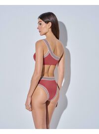 Lida Σετ Μαγιό - Bronze μπικίνι - Crop top με έναν ώμο - Ψηλόμεσο - Slip - Lycra - Regular FitLida Σετ Μαγιό - Bronze μπικίνι - Crop top με έναν ώμο - Ψηλόμεσο - Slip - Lycra - Regular Fit