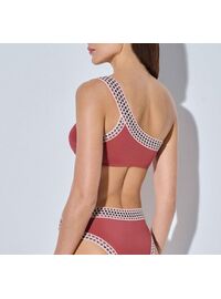 Lida Σετ Μαγιό - Bronze μπικίνι - Crop top με έναν ώμο - Ψηλόμεσο - Slip - Lycra - Regular Fit