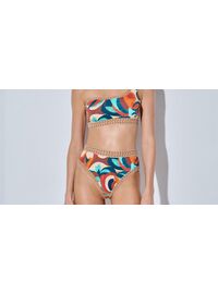 Lida Σετ Μαγιό - Color Print μπικίνι - Crop top με έναν ώμο - Ψηλόμεσο - Slip - Lycra - Regular Fit