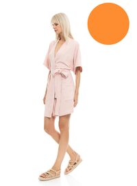 Γυναικεία Ρόμπα Pink Label - Σταυρωτή Apricot - Μανίκι 3/4 - Cotton
