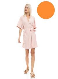 Γυναικεία Ρόμπα Pink Label - Σταυρωτή Apricot - Μανίκι 3/4 - Cotton