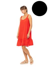 Γυναικείο Beachdress Pink Label -  Φόρεμα - Μαύρο - Regular Fit - Viscose