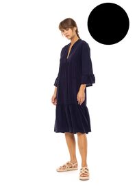 Γυναικείο Beachdress Pink Label -  Φόρεμα Midi - Μαύρο - Regular Fit - Viscose