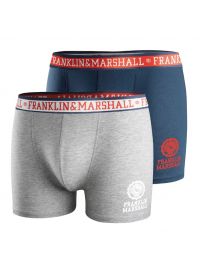 Ανδρικά boxer Franklin and Marshall - Γκρι - Μπλε - 2 pack