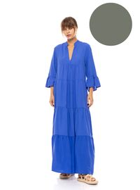 Γυναικείο Beachdress Pink Label -  Φόρεμα Maxi - Oil Green - Regular Fit - Viscose
