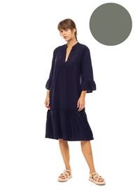 Γυναικείο Beachdress Pink Label -  Φόρεμα Midi - Oil Green - Regular Fit - Viscose
