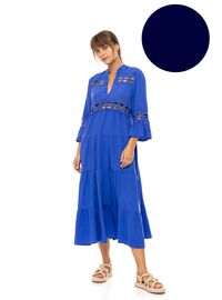 Γυναικείο Beachdress Pink Label -  Yacht Blue - Midi Φόρεμα - Regular Fit - Viscose