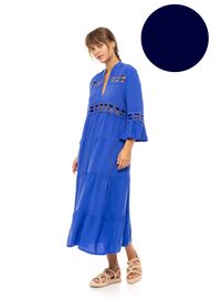 Γυναικείο Beachdress Pink Label -  Yacht Blue - Midi Φόρεμα - Regular Fit - Viscose