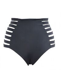 Ψηλόμεσο μαγιό slip Rock Club - Μαύρο - Κορδόνια στο πλάι