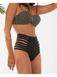 Ψηλόμεσο μαγιό slip Rock Club - Μαύρο - Κορδόνια στο πλάι