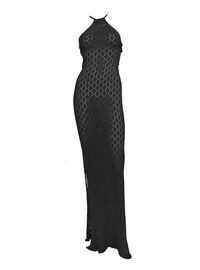 Γυναικείο Beachwear Rock Club - Πλεκτό Φόρεμα Maxi - Μαύρο - Regular Fit - Cotton