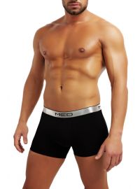 MED Ανδρικό boxer Logan - Μαύρο με φαρδύ εξωτερικό ασημί λάστιχο