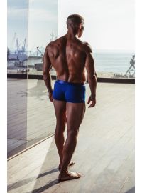 MED Ανδρικό boxer Logan - Μπλε με φαρδύ εξωτερικό Μπλε λάστιχο