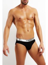 MED Ανδρικό Slip Logan - Ασημί/Μαύρο με φαρδύ εξωτερικό λάστιχο