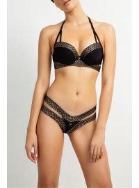 MED μαγιό σλιπ Carly - Μαύρο Χρυσό - Mix and Match Κανονικό