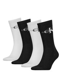 Ανδρικές Κάλτσες Calvin Klein - Logo - Μαύρες & Λευκές - Μακριές - 4 Pack