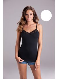 Γυναικείο Φανελάκι Cotonella - Ψιλή Τιράντα - Δαντέλα -  Οικολογικό βαμβάκι - Λευκό