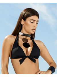 Μαγιό τρίγωνο Rock Club - Μαύρο Bikini top Push Up - Ενίσχυση