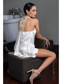 Νυφικό Baby doll Miss Rosy - Σατέν Ιβουάρ - Δαντέλα