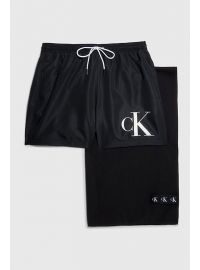 Ανδρικό Μαγιό Calvin Klein - Σετ δώρου - Μαύρο Σορτσ και πετσέτα