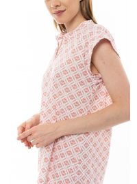 Γυναικεία πυτζάμα Pink Label - Αμάνικη εμπριμέ - Ροζ κάπρι