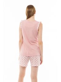 Γυναικεία πυτζάμα Pink Label - Εμπριμέ Σορτσάκι - Αμάνικη μπλούζα