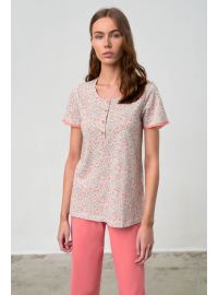 Γυναικεία πυτζάμα  Vamp - Κάπρι παντελόνι - Κοραλί