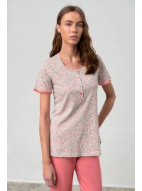 Γυναικεία πυτζάμα  Vamp - Κάπρι παντελόνι - Κοραλί