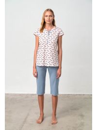 Γυναικεία πυτζάμα  Vamp - Κάπρι παντελόνι - Print σκυλάκια