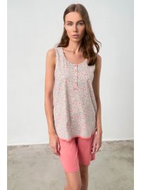 Γυναικεία πυτζάμα  Vamp - Σορτσάκι - Κοραλί φλοράλ