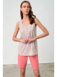 Γυναικεία πυτζάμα  Vamp - Σορτσάκι - Κοραλί φλοράλ