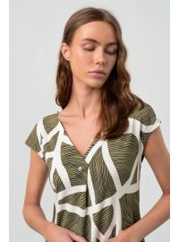 Γυναικείο Beachwear Vamp - Λαδί - Λευκό Print